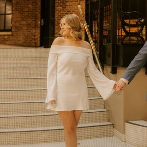 Peppermayo Off-Shoulder White Mini Dress